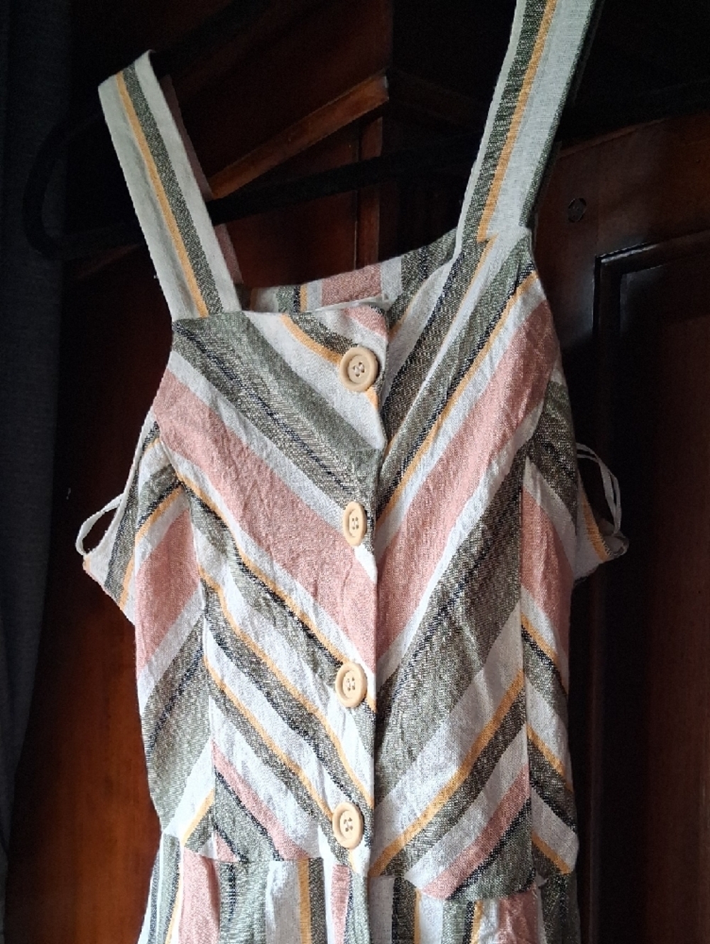 Miss Selfridge Striped Viscos And Linen Midi Dress SriLanka Sz 4 - Picture 3 of 12